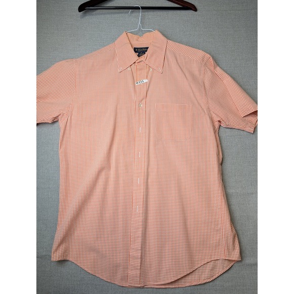 Brooks Brothers Other - Brooks Brothers Button Down Shirt Mens Medium Orange Gingham Cotton SS